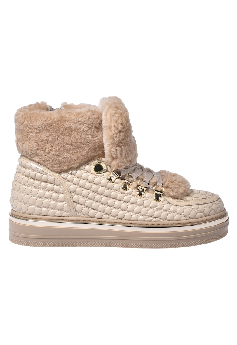 Baldinini Pantofi sport flatform din piele - Crem