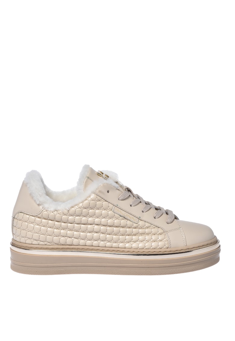 Pantofi sport flatform din piele - Crem