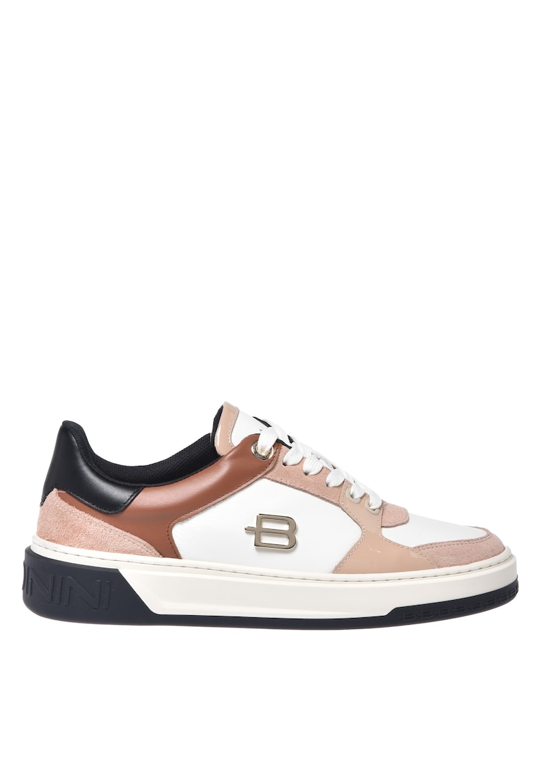 Pantofi sport flatform din piele cu garnituri din piele intoarsa