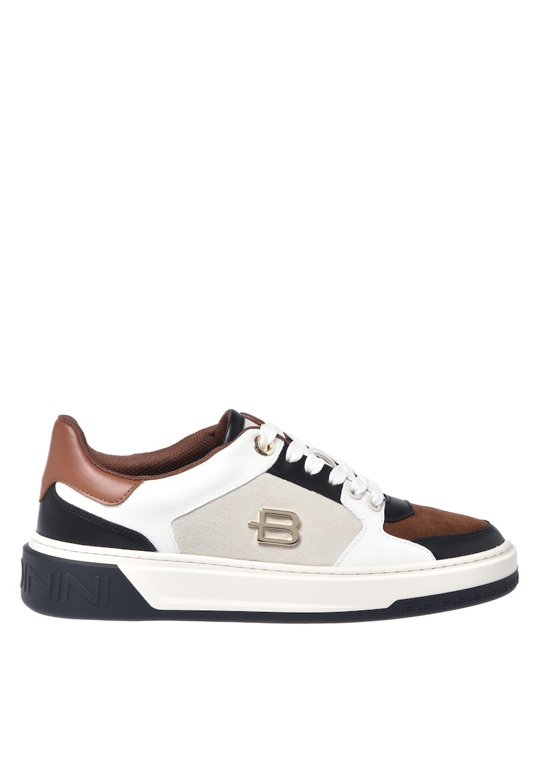 Pantofi sport flatform din piele cu garnituri din piele intoarsa