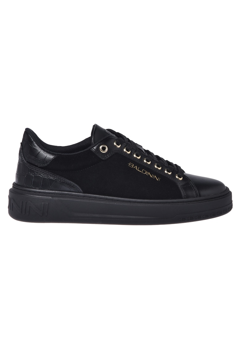 Baldinini Pantofi sport wedge cu garnituri din piele - Negru