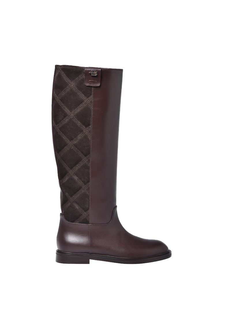 Cizme lungi din piele cu model uni