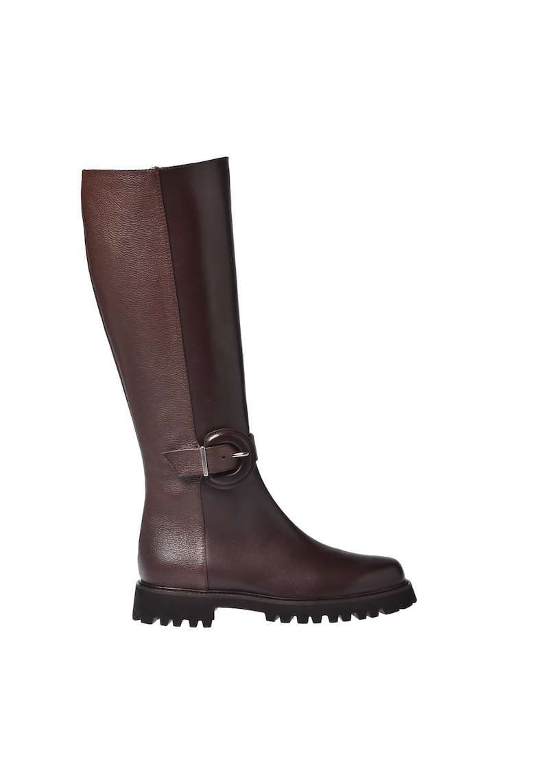 Cizme lungi din piele cu bareta si catarama decorativa