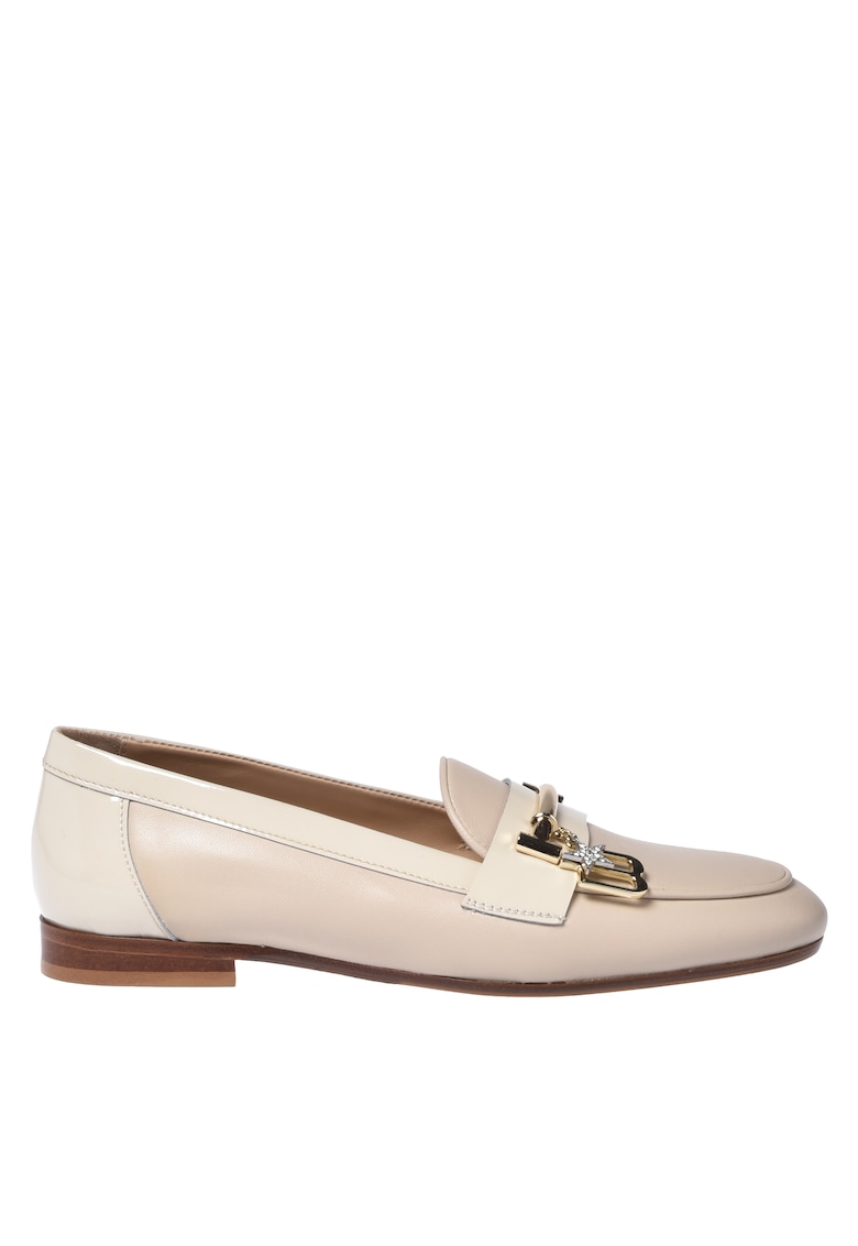 Pantofi loafer din piele cu accesoriu monograma metalica