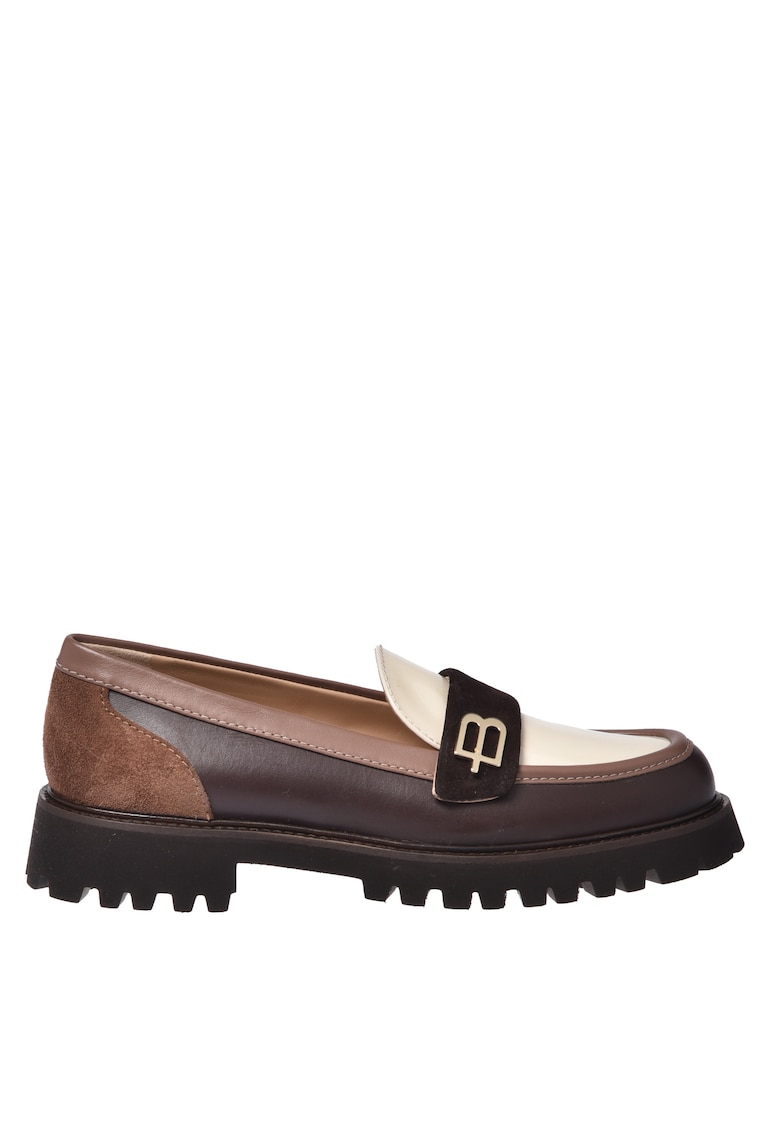 Pantofi loafer din piele cu garnituri contrastante