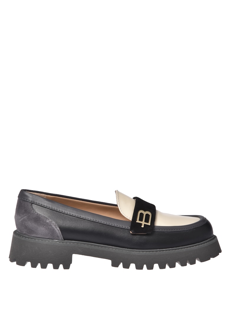 Pantofi loafer din piele cu garnituri contrastante