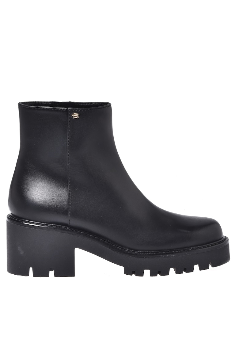 Ghete din piele cu toc masiv - Negru