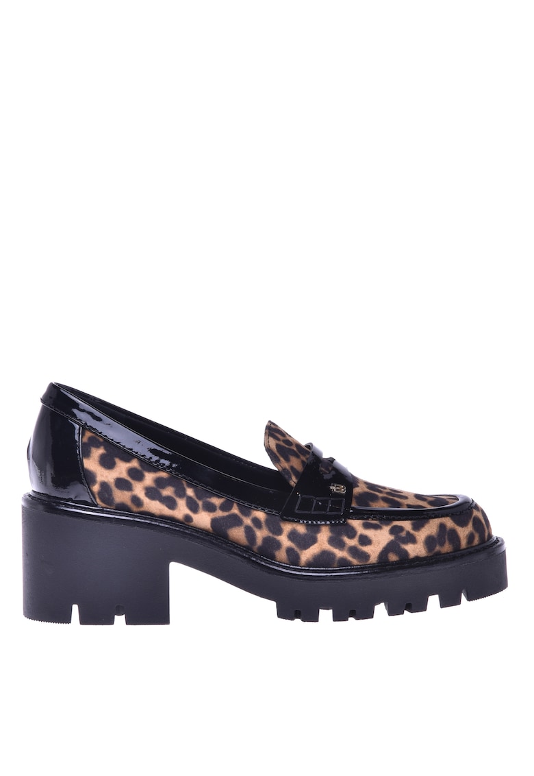 Pantofi loafer din piele cu garnituri cu animal print
