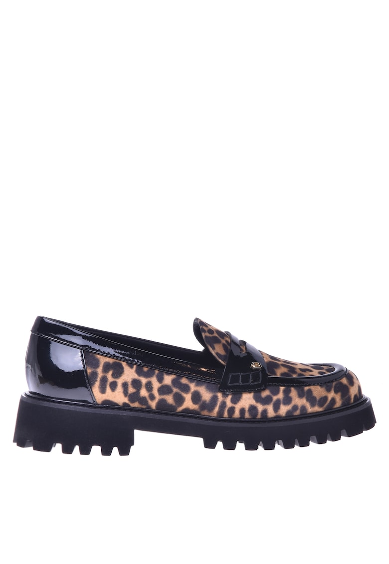 Pantofi loafer din piele cu animal print