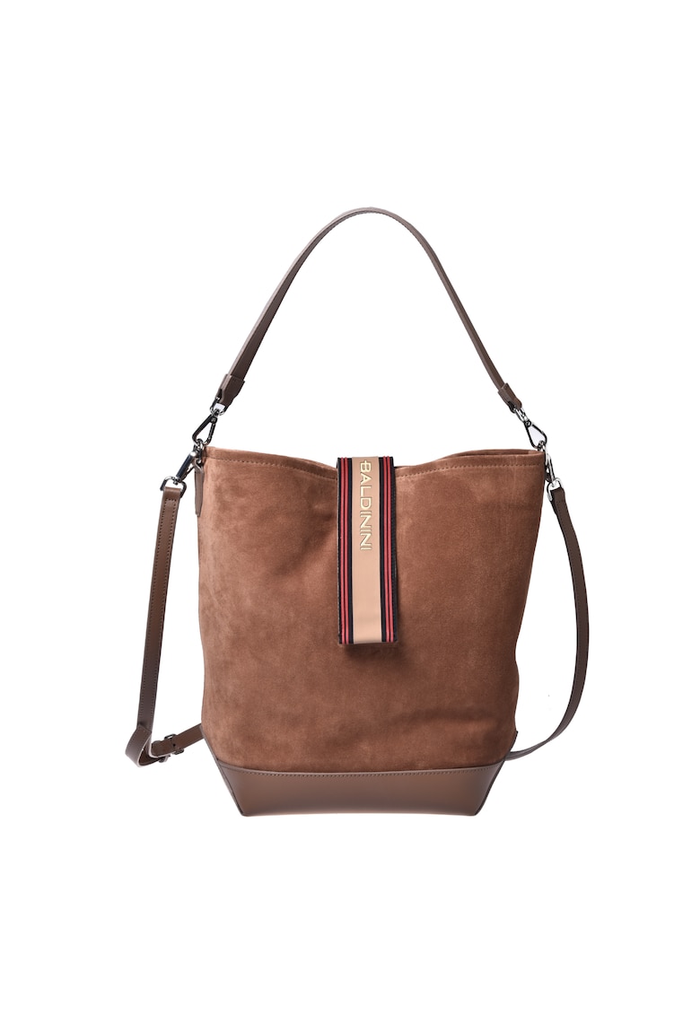 Geanta din piele intoarsa cu bareta de umar