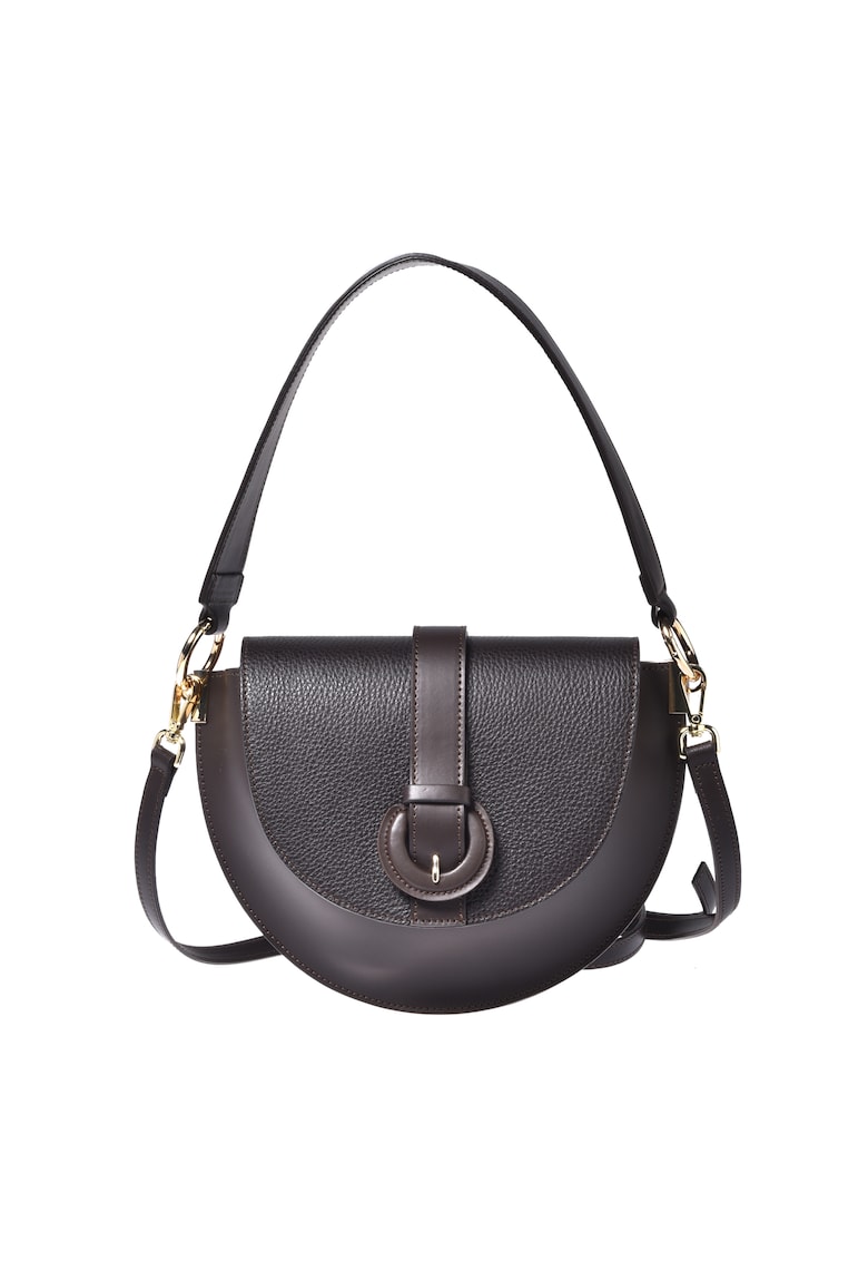 Geanta crossbody fin piele cu bareta decorativa si clapa