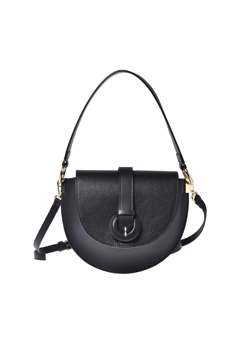 Geanta crossbody din piele cu bareta decorativa si clapa