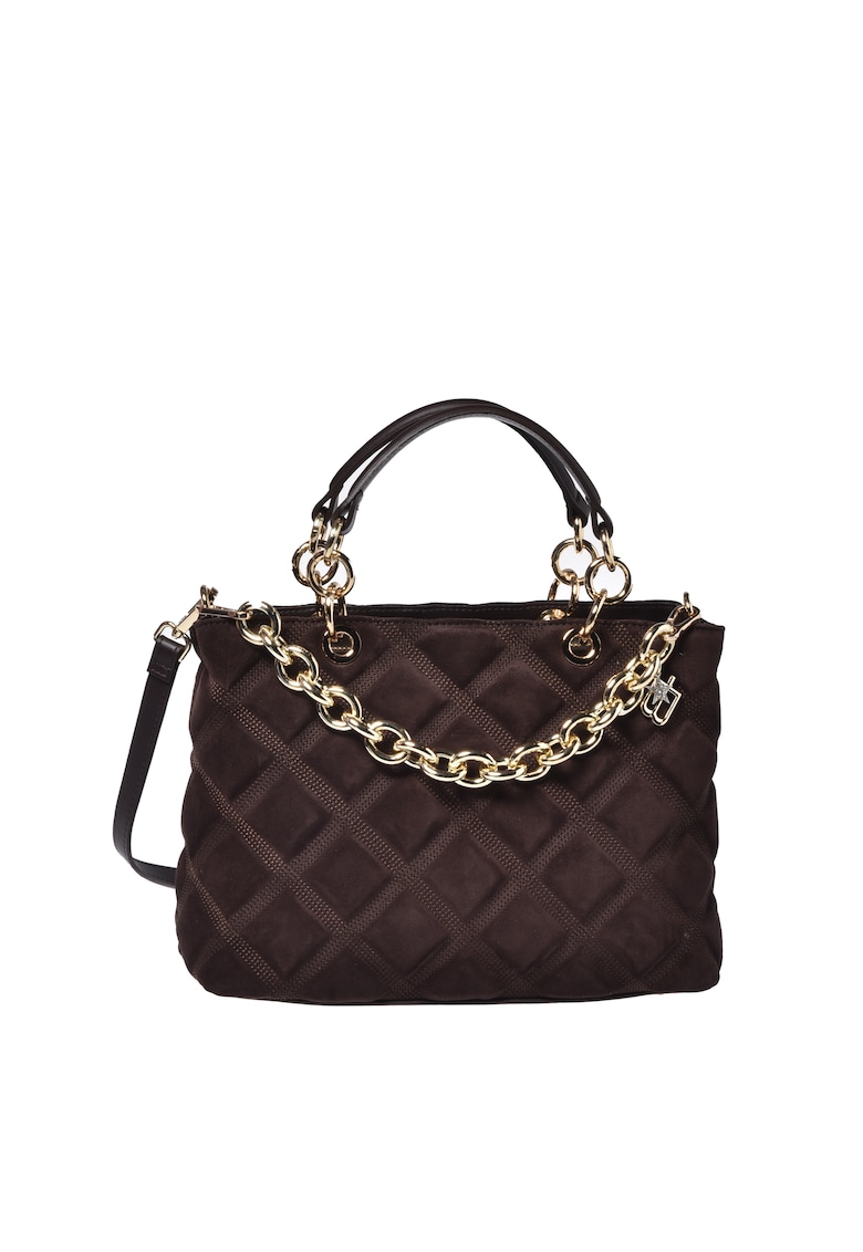 Geanta matlasata din piele cu bareta de umar