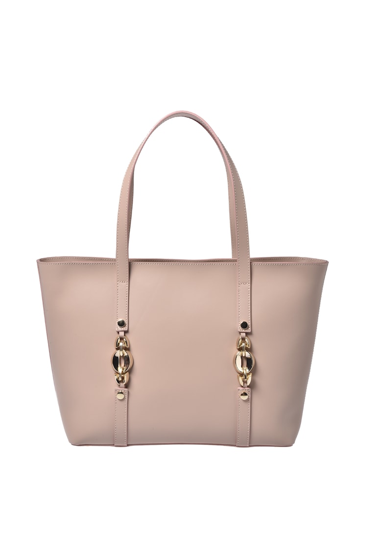 Geanta tote din piele cu detaliu logo - Crem