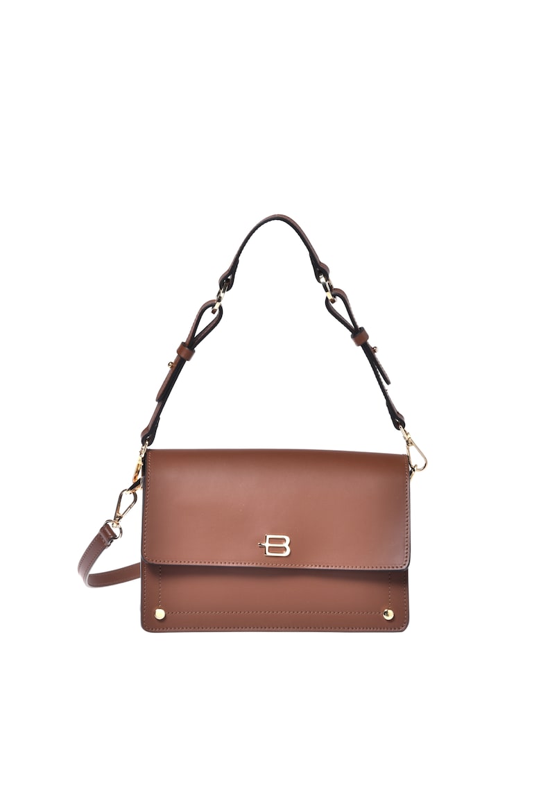 Geanta din piele cu bareta de umar si logo