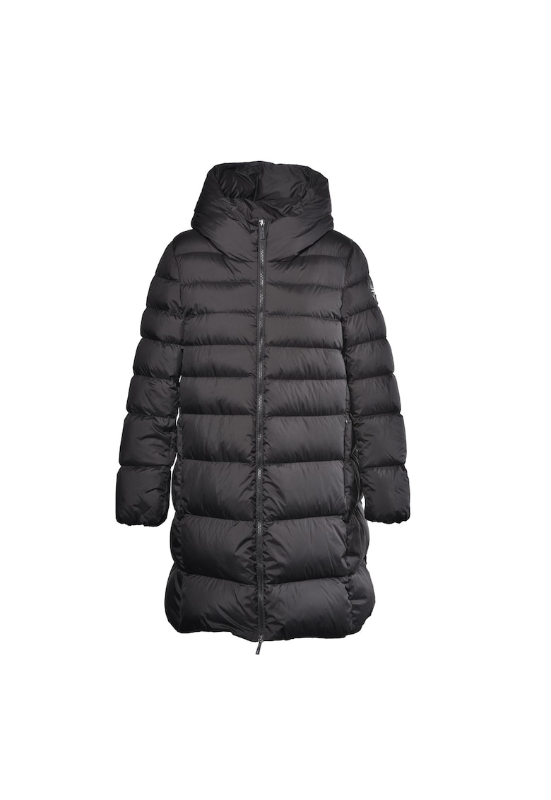 Geaca lunga cu umplutura de puf si buzunare cu fermoar