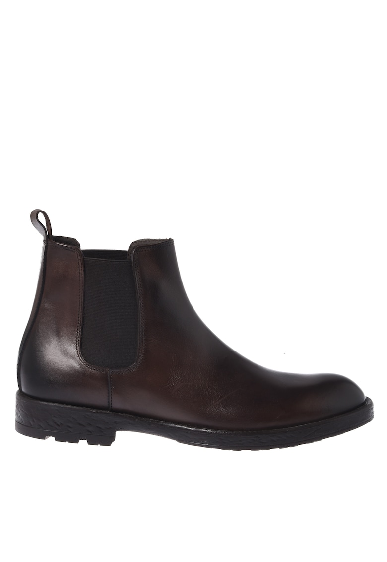 Ghete Chelsea din piele cu insertii laterale din material textil