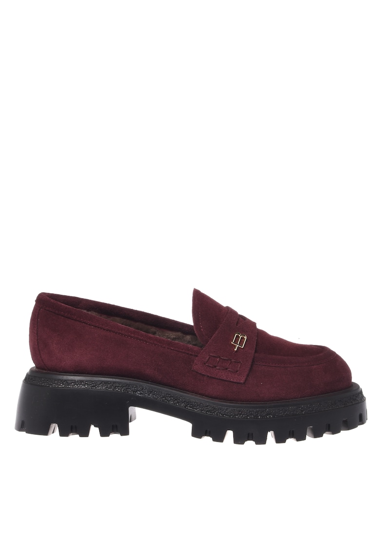 Pantofi loafer din piele intoarsa cu talpa striata