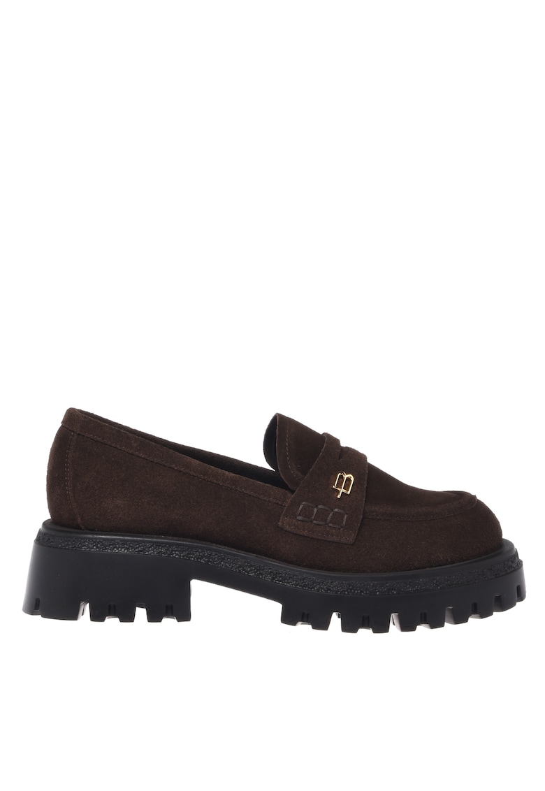 Pantofi loafer din piele intoarsa cu talpa striata