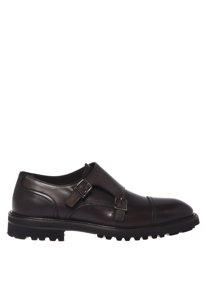 Pantofi monk din piele - Maro