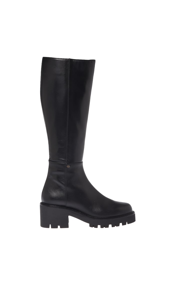 Cizme lungi pana la genunchi din piele - Negru