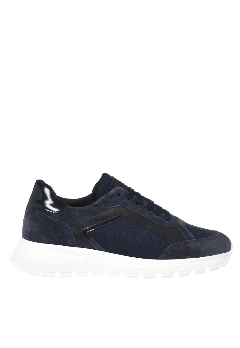 Pantofi sport low-cut din piele intoarsa - Albastru