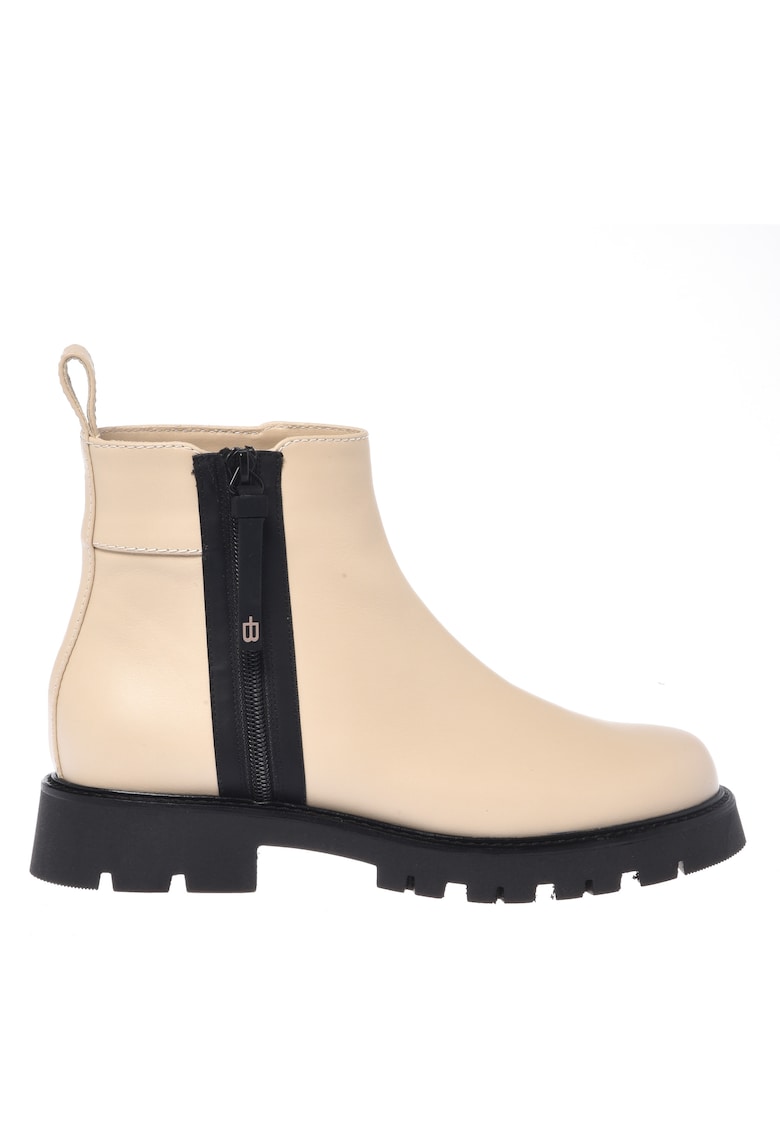 Botine din piele cu fermoar
