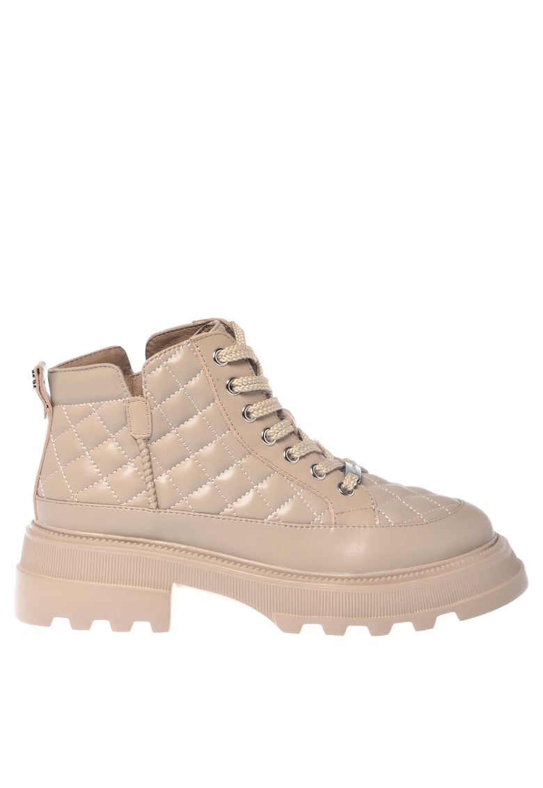 Ghete matlasate din piele - Crem