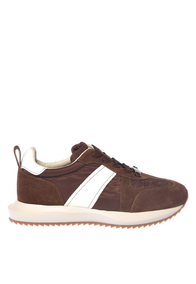 Pantofi sport cu insertii din piele si piele intoarsa