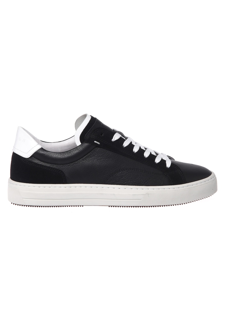Pantofi sport din piele si piele intoarsa - Negru
