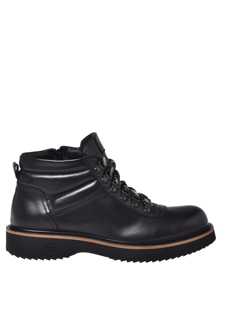 Ghete din piele cu varf rotund - Negru