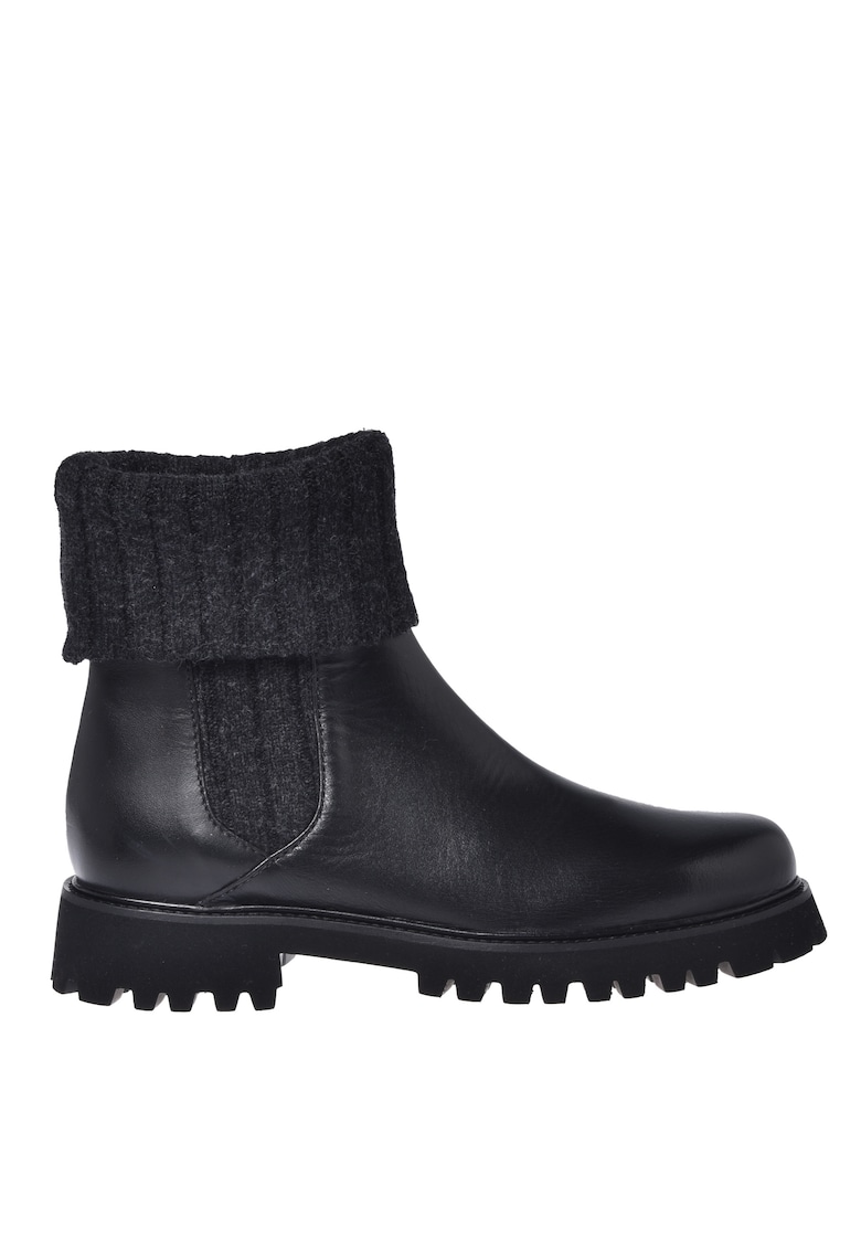 Ghete din piele si lana - Negru