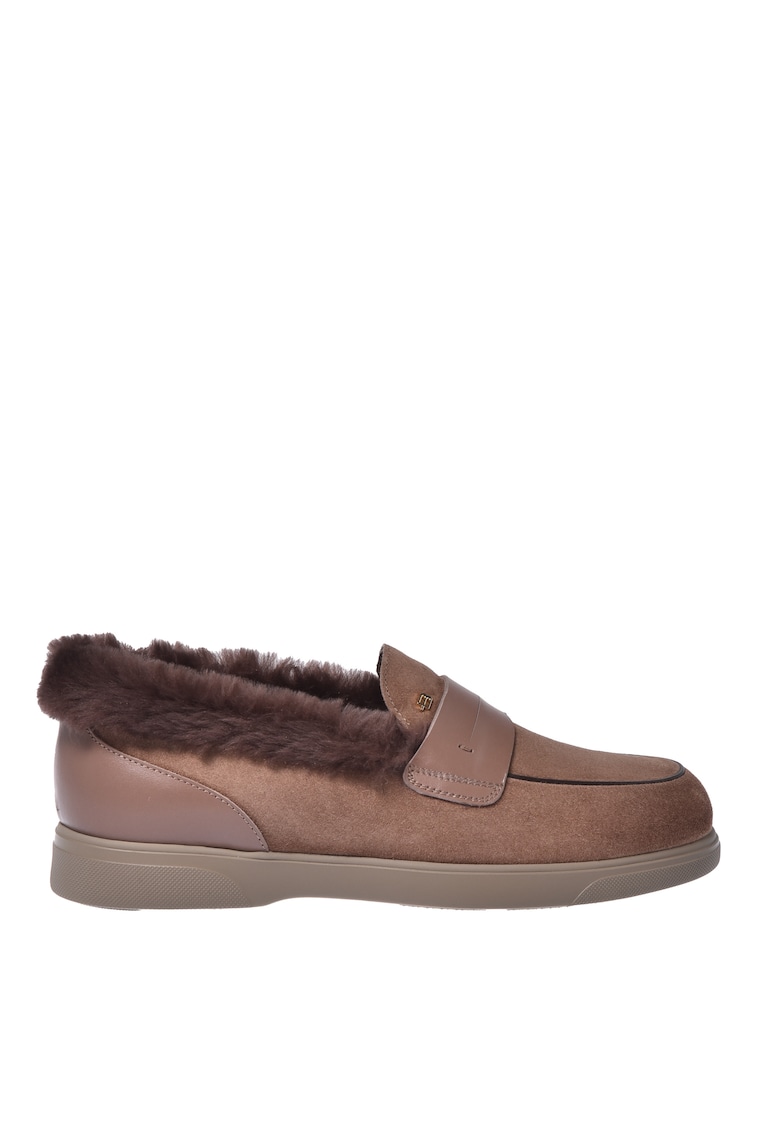 Pantofi loafer din piele cu model uni