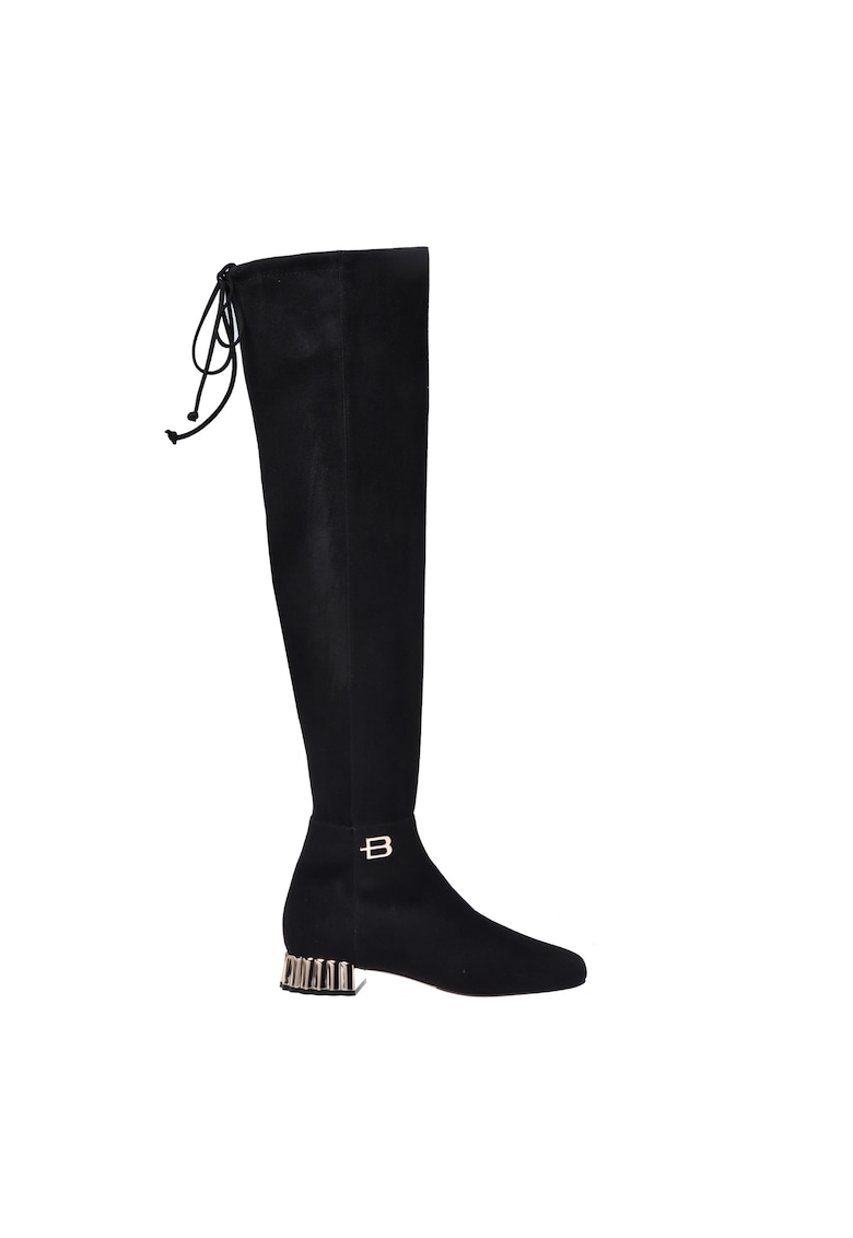 Cizme lungi pana peste genunchi din material textil