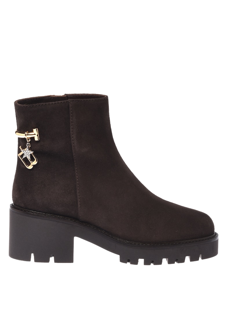 Ghete din piele intoarsa cu toc masiv