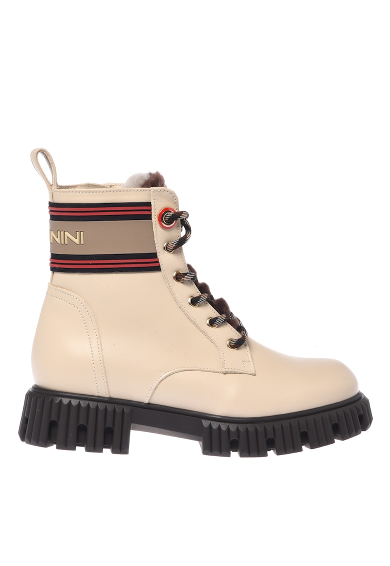 Ghete din piele cu sireturi