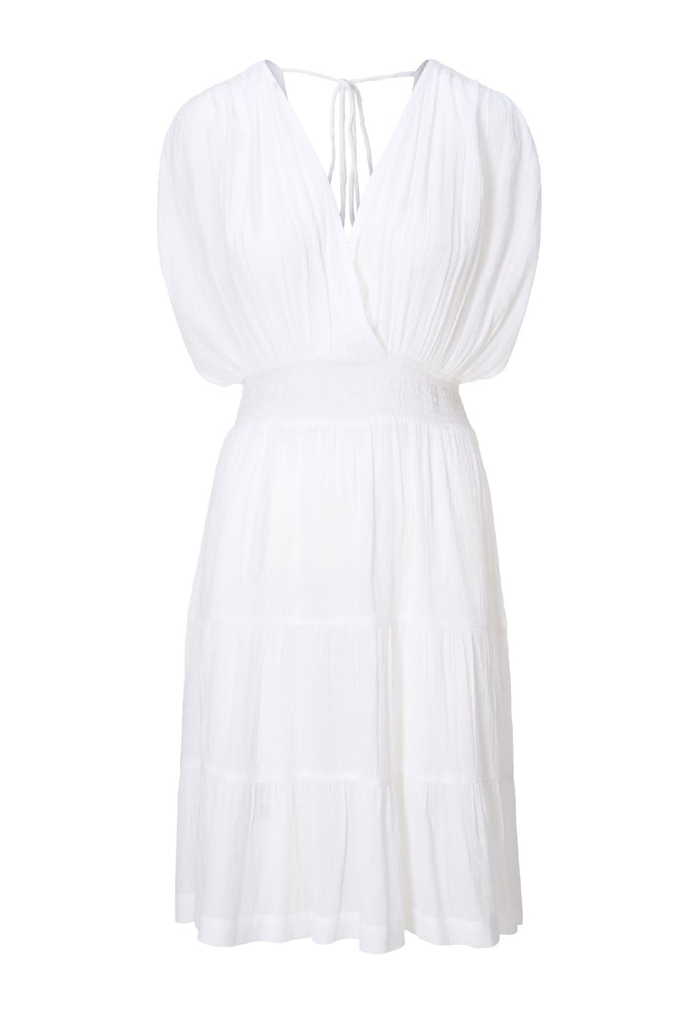 Rochie de plaja cu decolteu in V - Alb