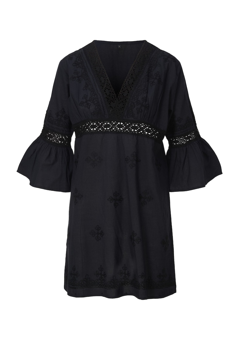 Rochie de plaja cu decolteu in V - Negru
