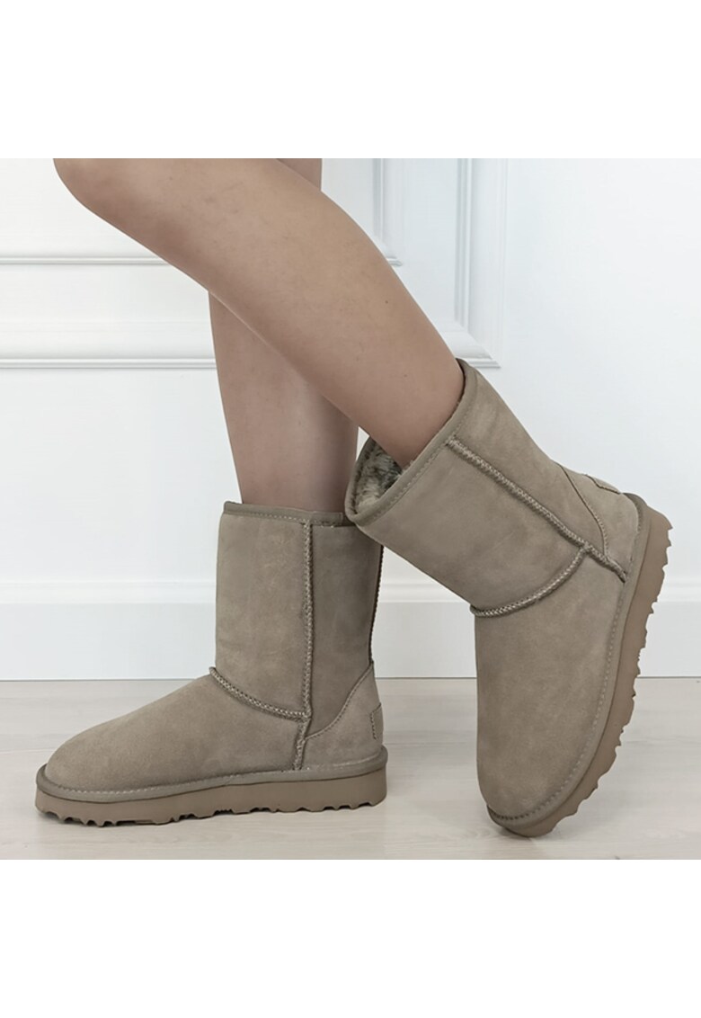 Cizme taupe din piele naturala L7830. 111 18679 - Maro taupe