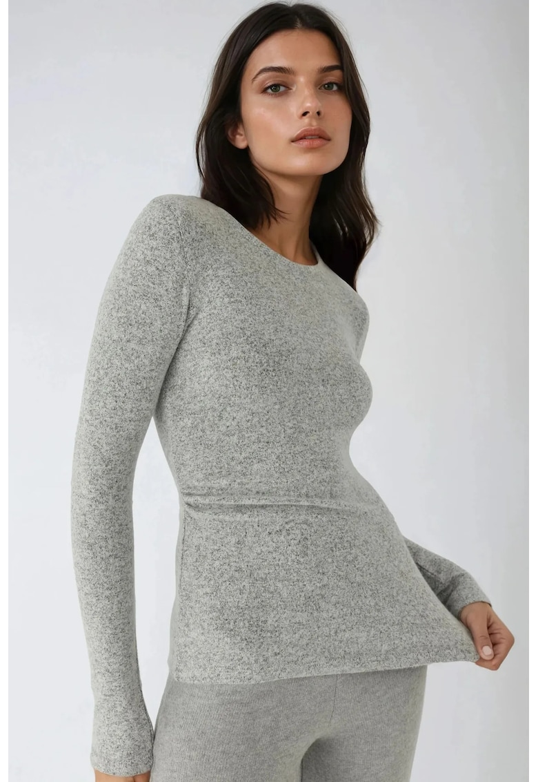 Bluza dama - maneca lunga - gri deschis - jerseu