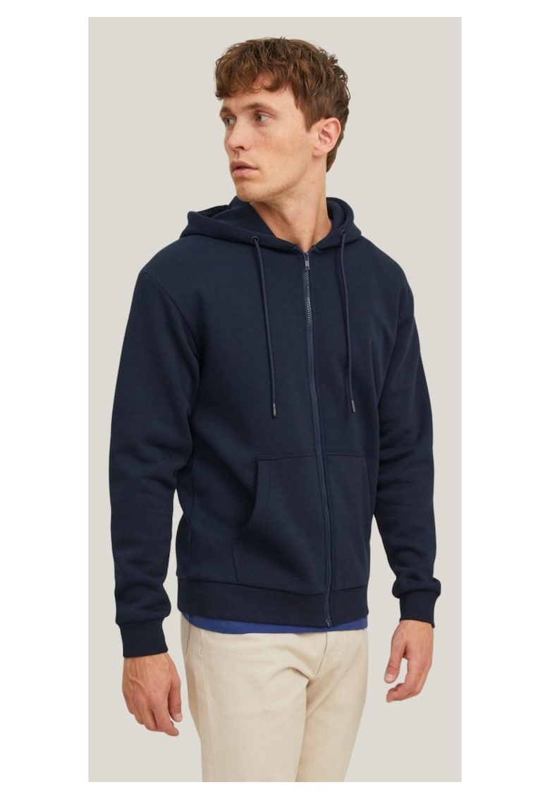 Hanorac barbati - JJEBRADLEY - cu fermoar si gluga - Regular fit - Bleumarin inchis -