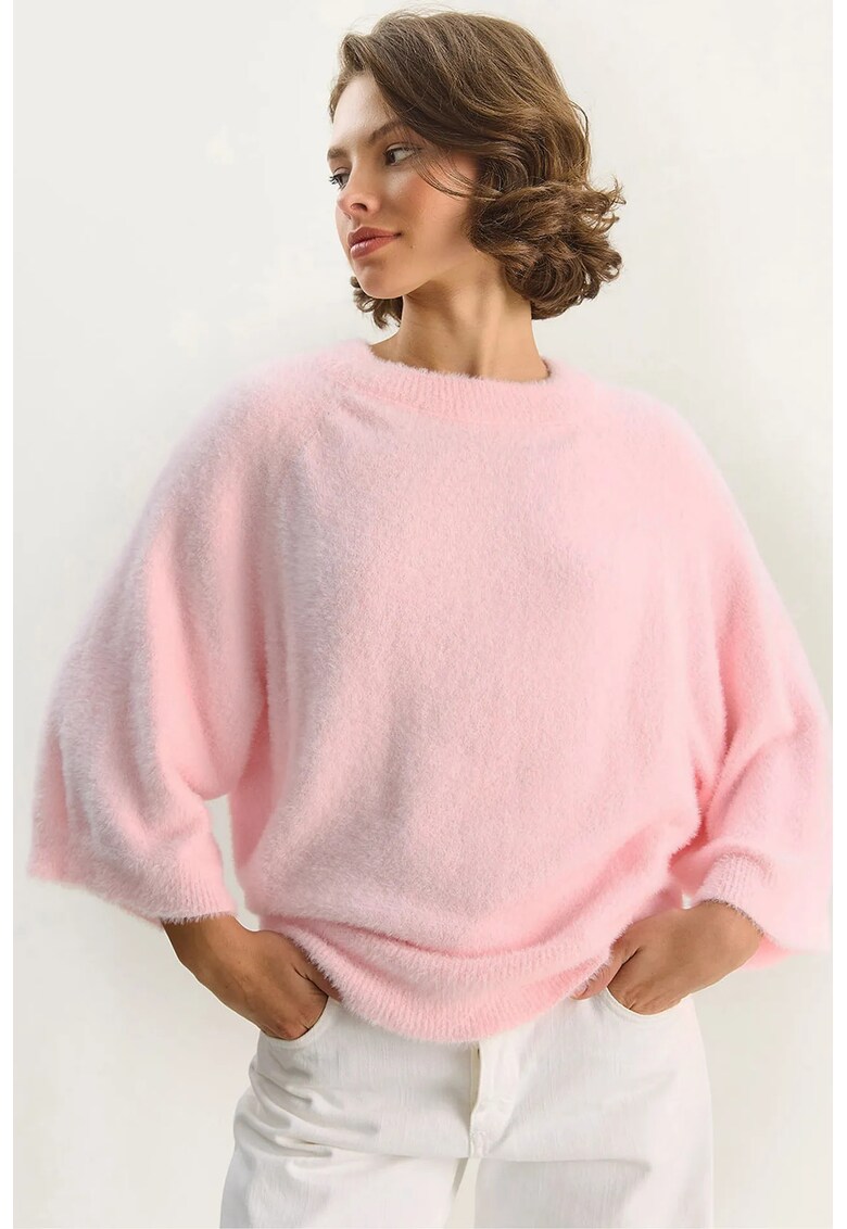 Pulovere dama - HiCCUP - tricotat texturat - roz aprins -