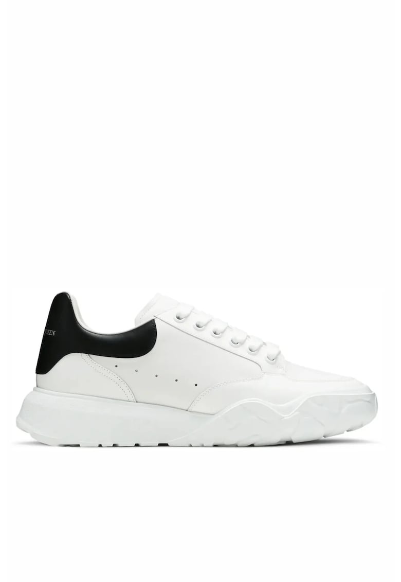 Larry Sneaker in White Black Leather - Alb/Negru