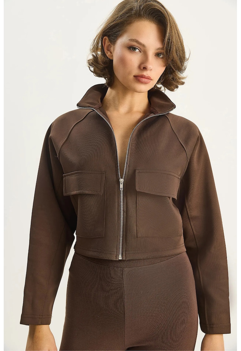 Geaca scurta Bianco Lucci - maro - textil