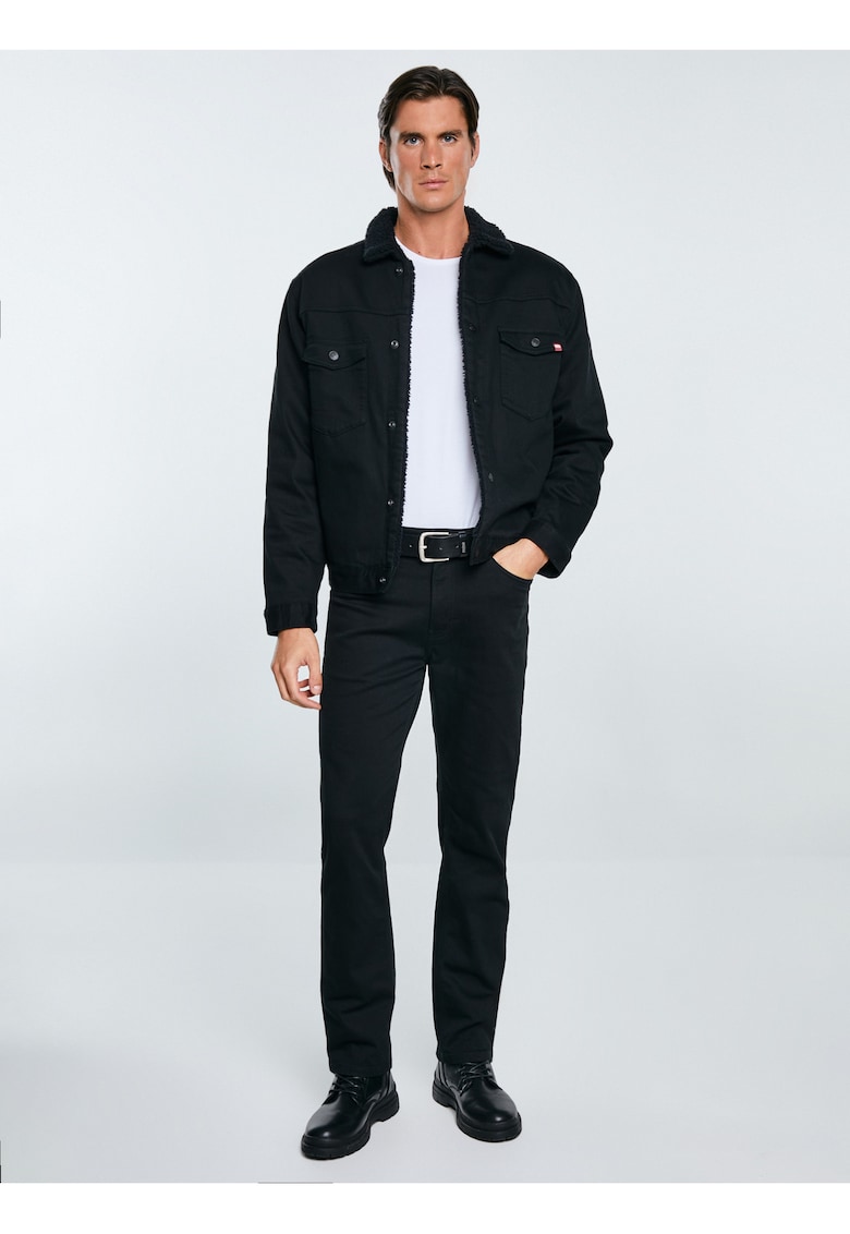 Jacheta de blugi cu blana sintetica