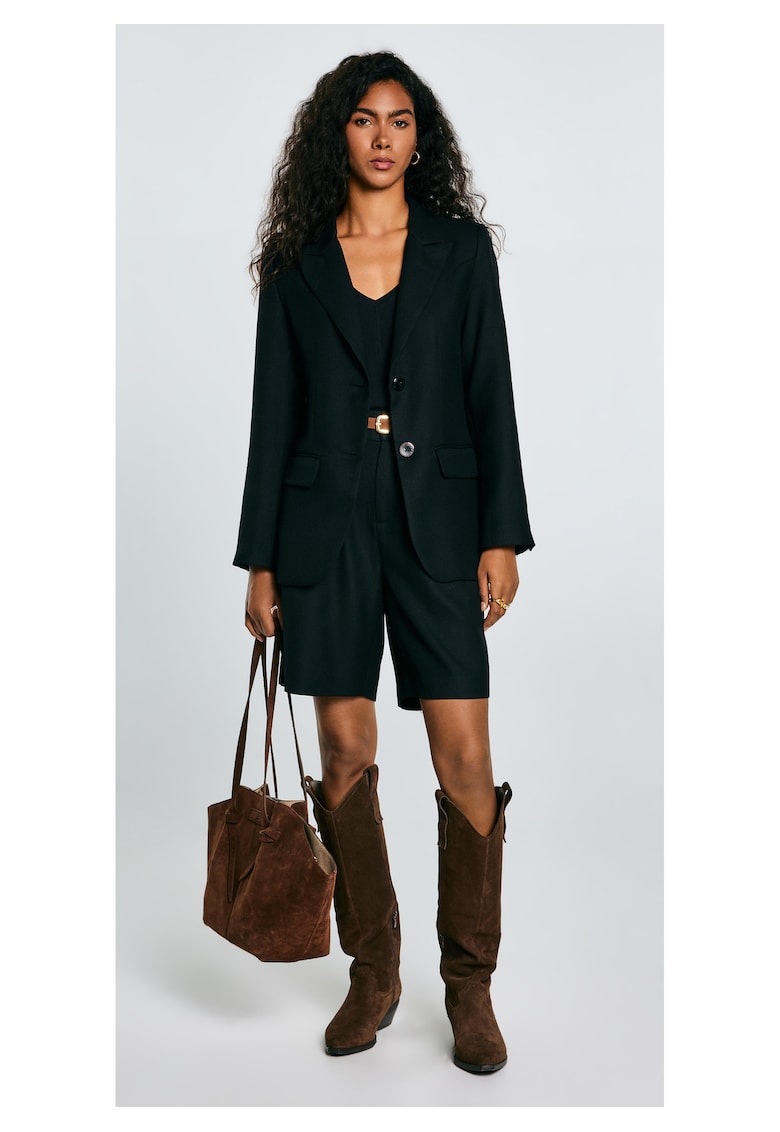 Sacou cu model uni din amestec de lana Emisa