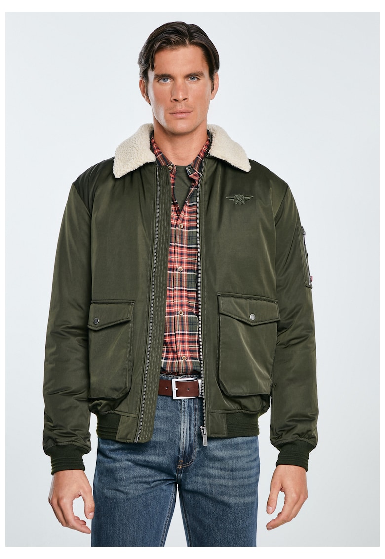 Geaca bomber cu guler din blana artificiala detasabil Getnew 303 -