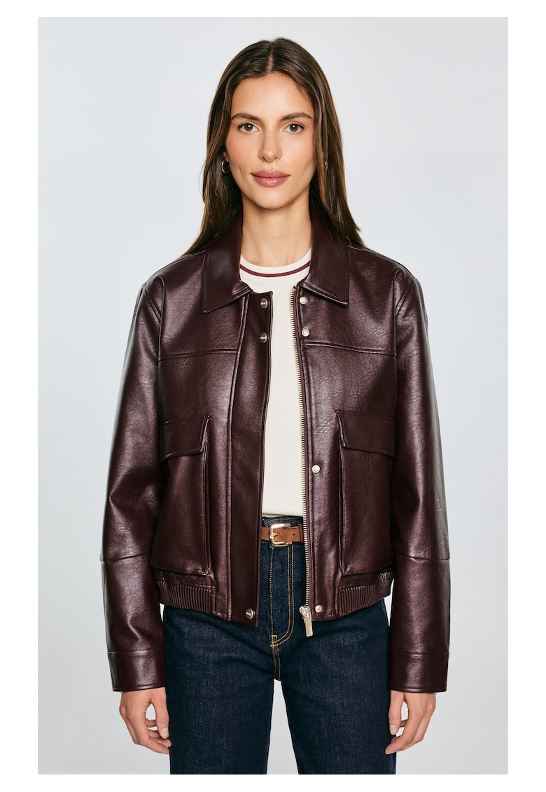 Geaca din piele ecologica cu buzunare supradimensionate Britni -