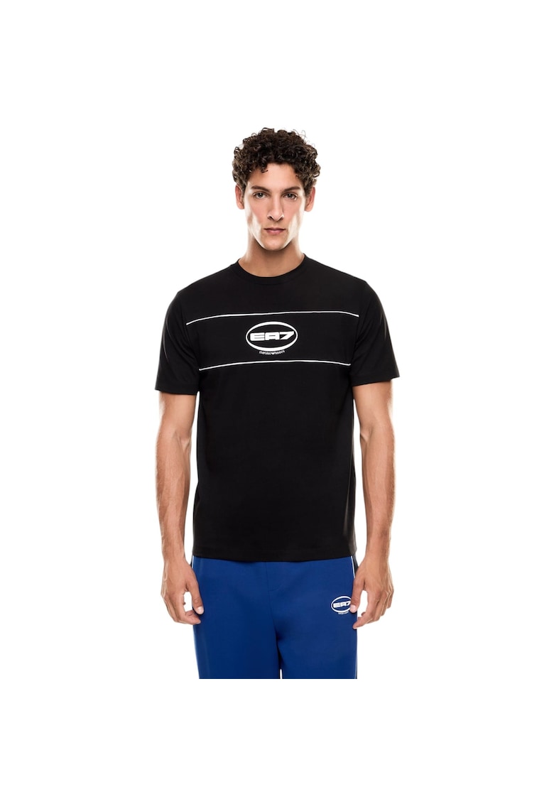 Tricou EA7 Train Logo Series Piping 49473 - Negru