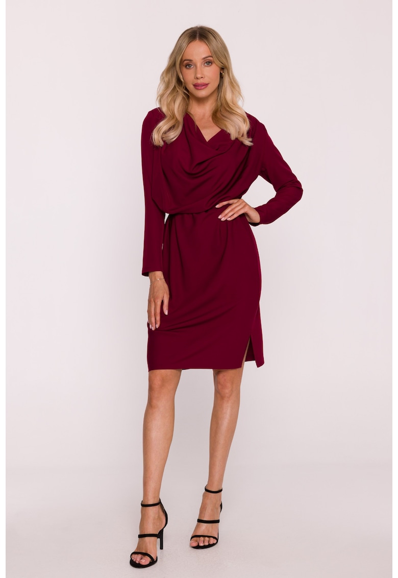 Rochie midi cu decolteu - Visiniu